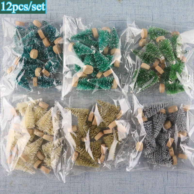 Home Office Freelancer - 12Pcs Artificial Christmas Tree Miniature Figurine