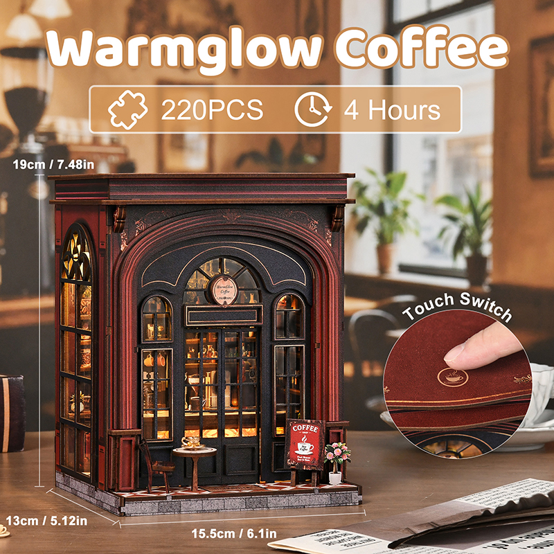 Home Office Architecture - DIY Miniature Bookend 'Warm Light Café'