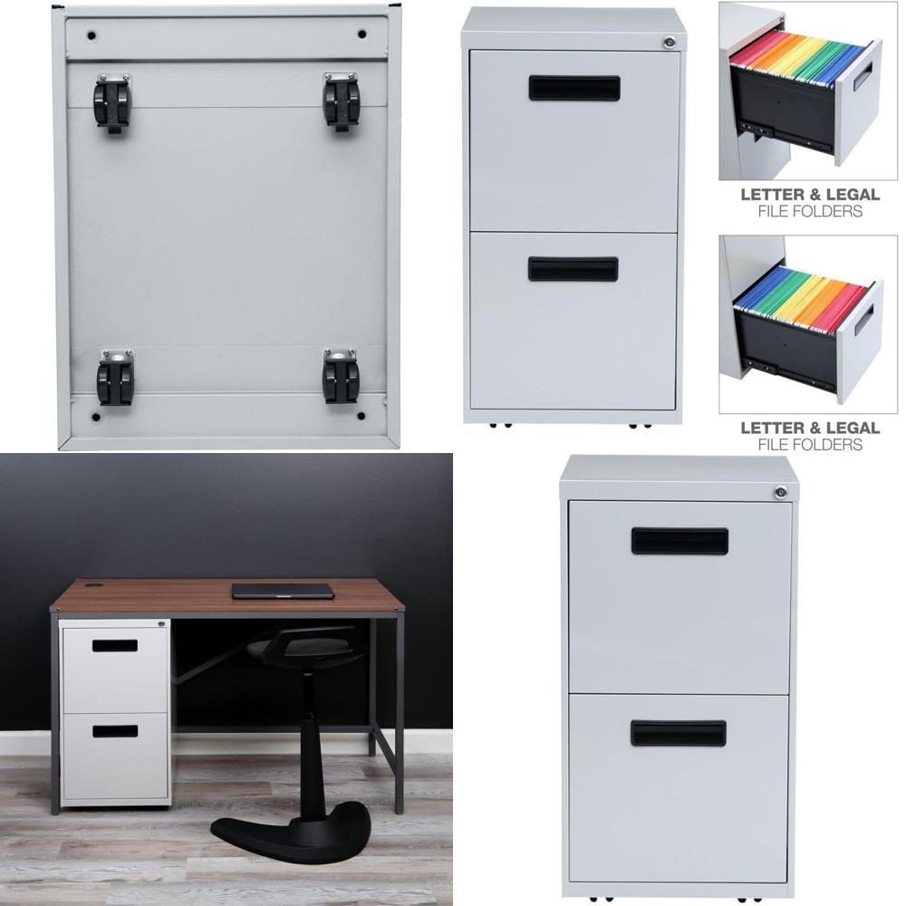 Drawer Pedestal Cabinet - Pedestal File Cabinet, 2 Drawers, Legal/Letter,