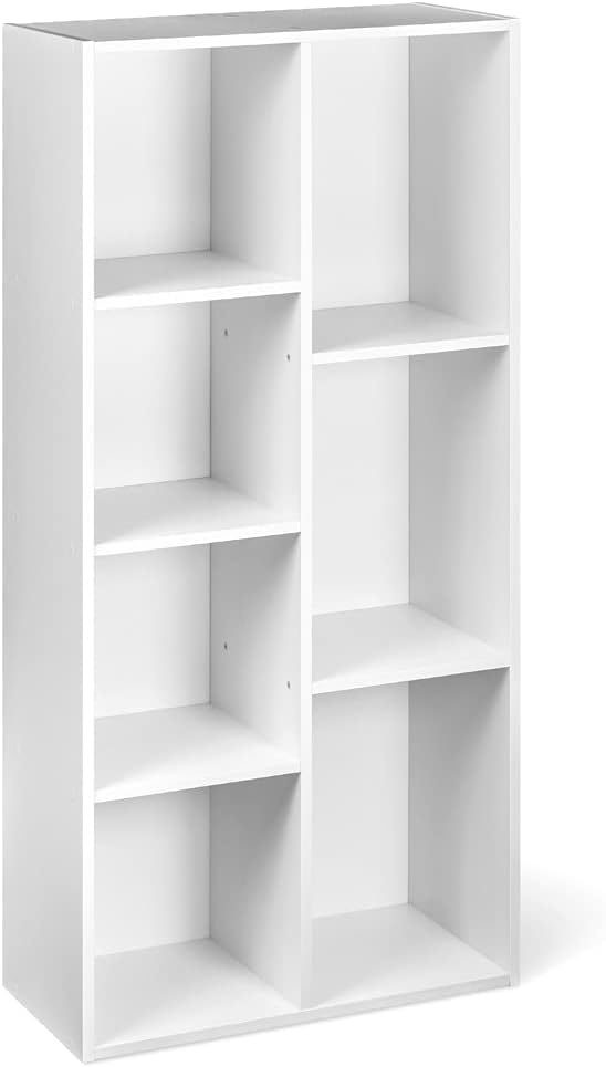 Bookcase Wood Shelf - 7 Cube Organizer Bookcase for Home