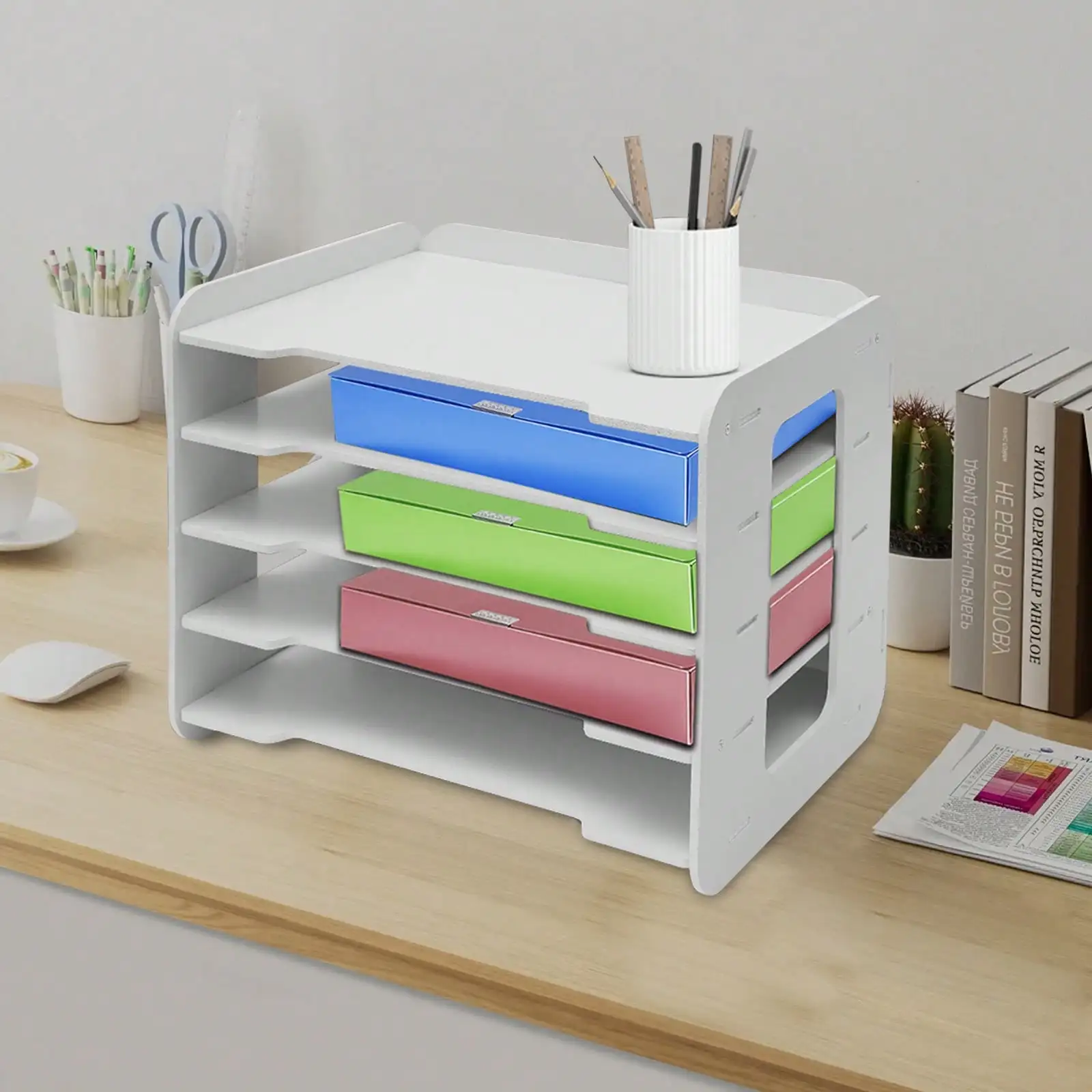 Letter Tray Desk - Letter File Organizer, 5-Tier Stackable Letter