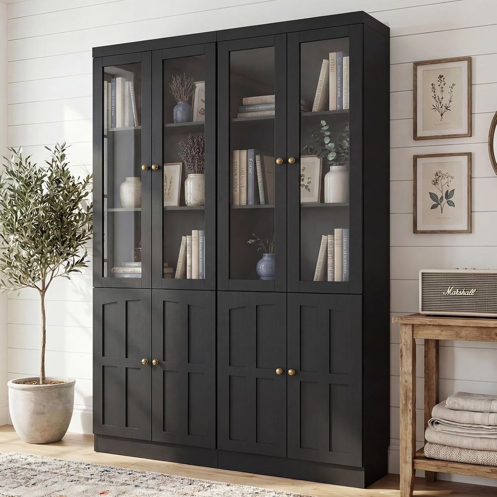 Bookcase Wood Shelf - 80 Tall Glass Door Bookcase with