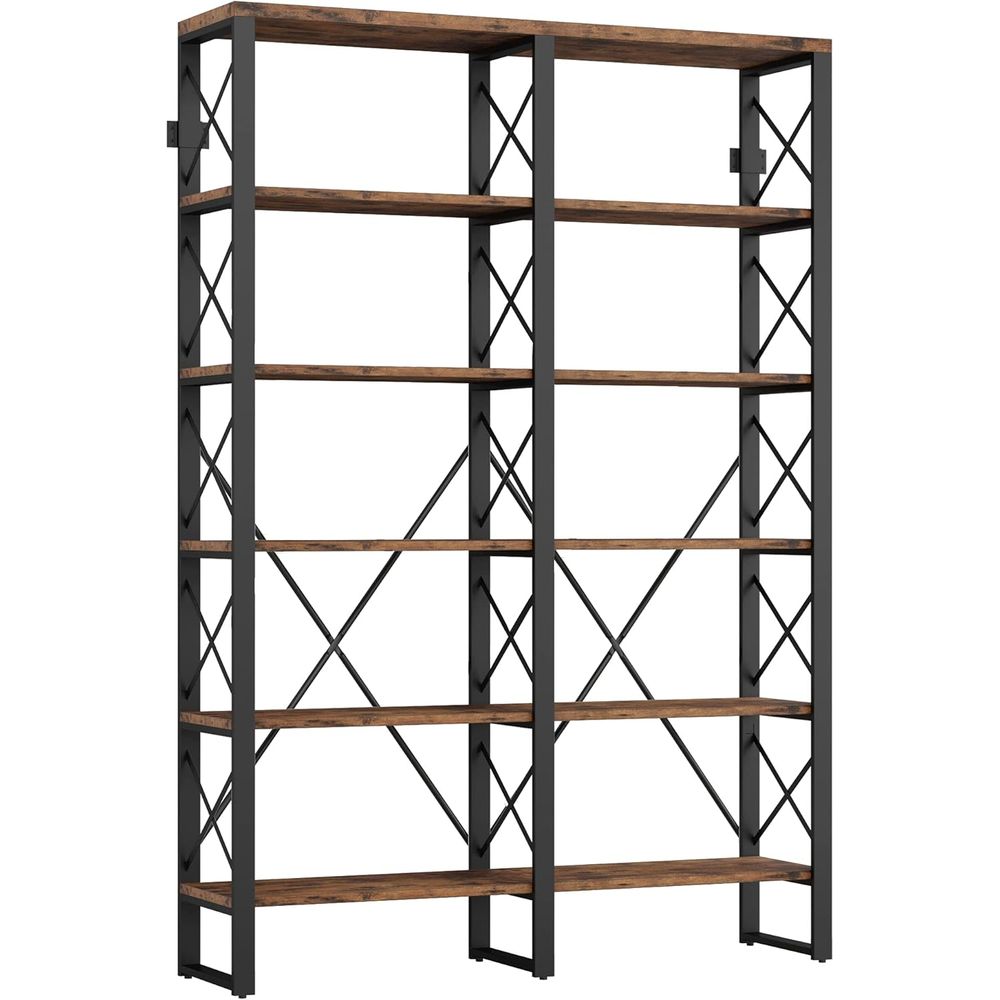 Home Office Industrial Style - 6-Tier 76 High Open Large Bookcase,