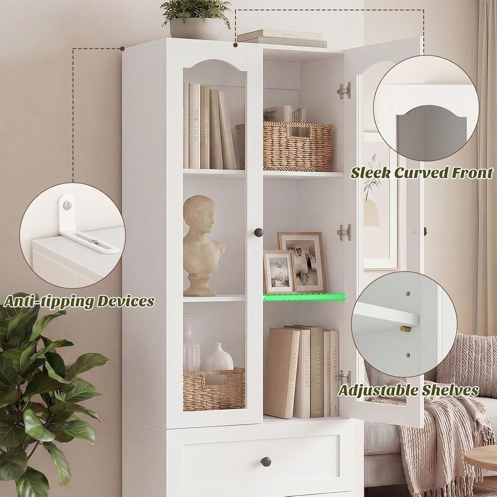 80 High 3-Shelf Glass-Door Boo - مراجعة Bookcase Wood Shelf وسعره