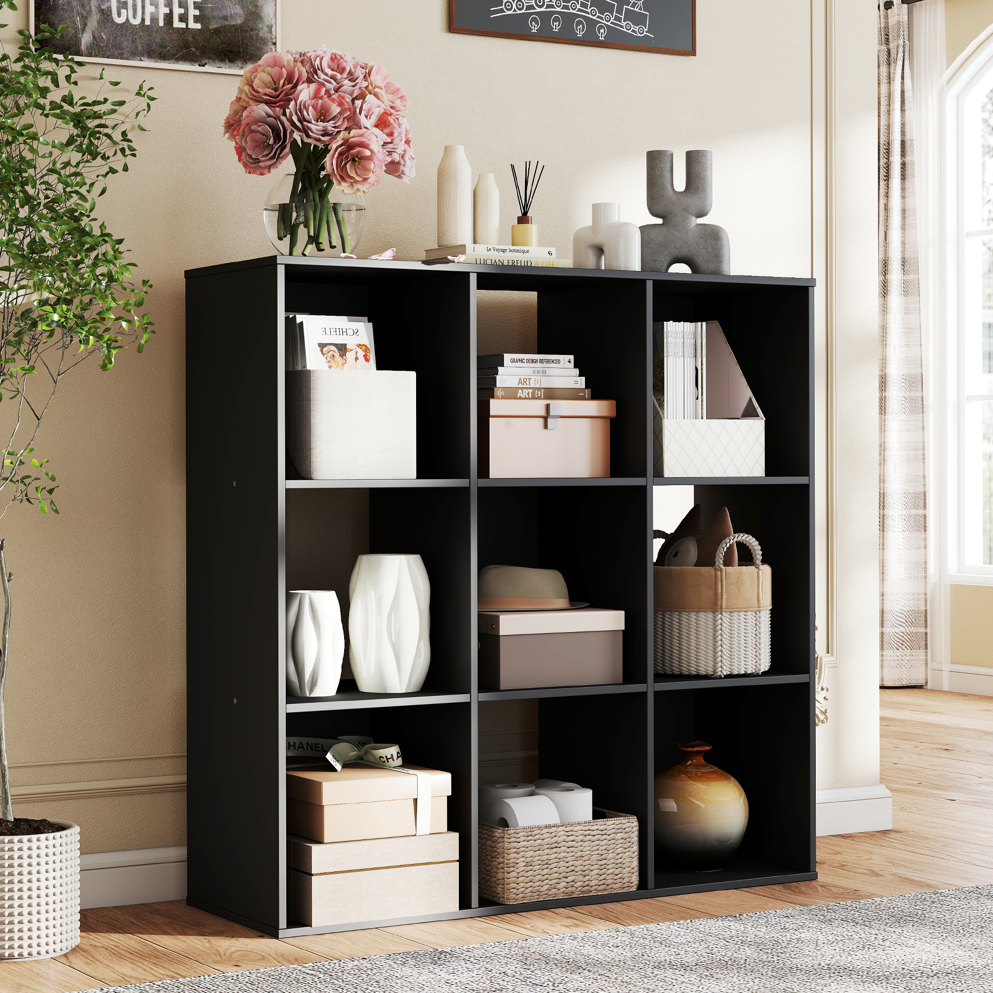 JHK 9 Cube Storage Organizer W - مراجعة Bookcase Wood Shelf وسعره