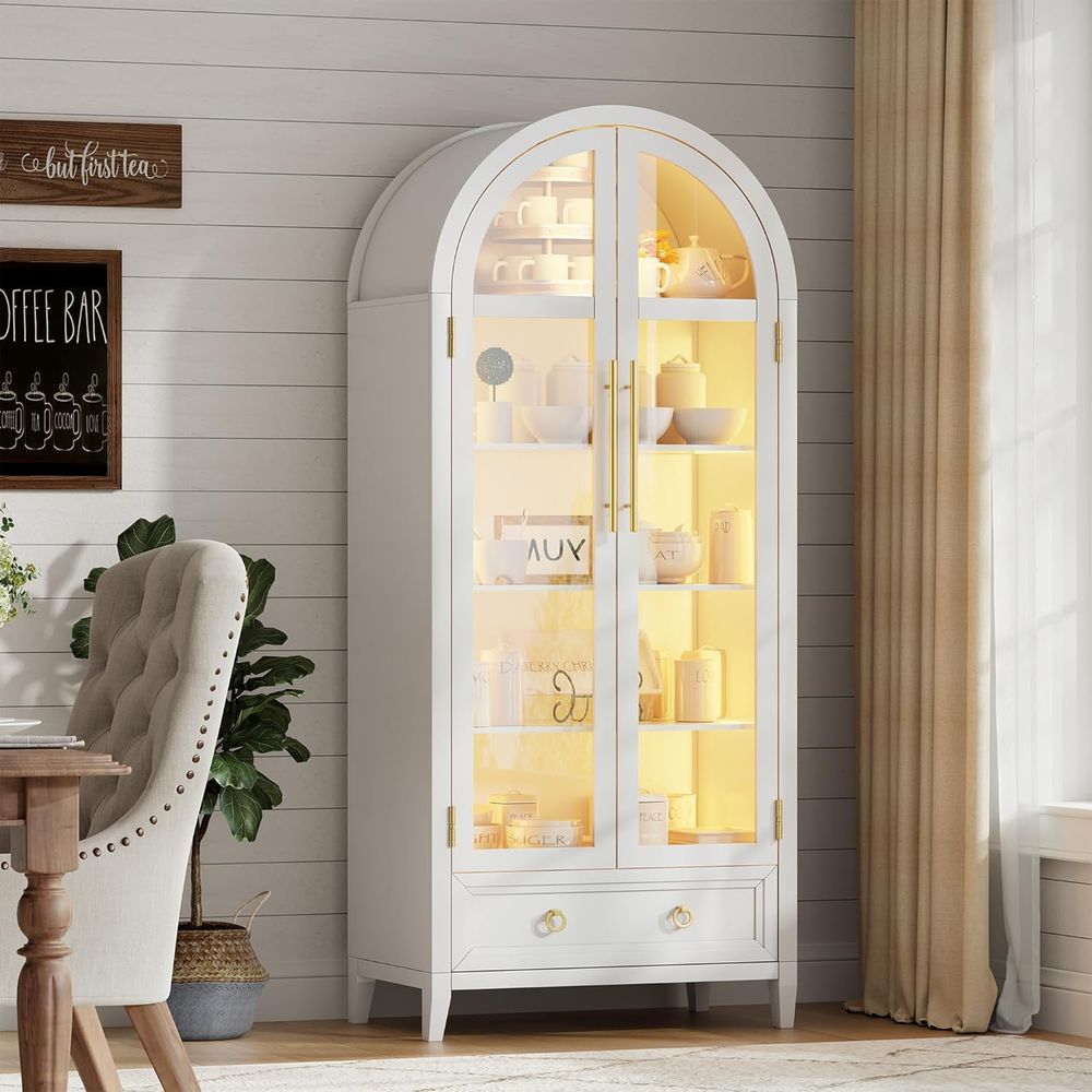 4-Tier Glass Display Cabinet,  - مراجعة Bookcase Wood Shelf وسعره