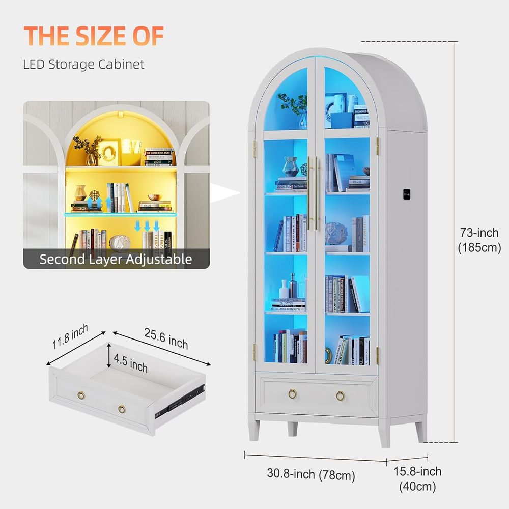 4-Tier Glass Display Cabinet,  - مراجعة Bookcase Wood Shelf وسعره