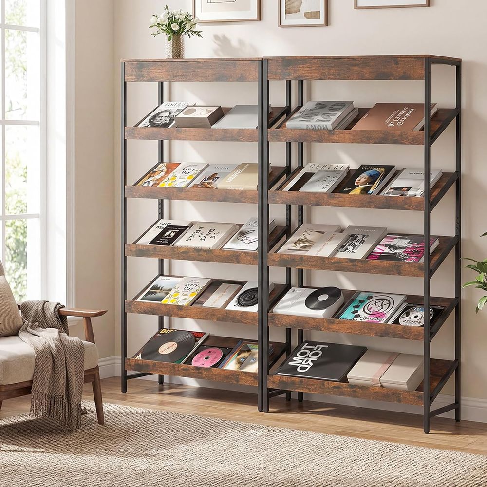 6-Tier Tall Standing Bookcase  - مراجعة Home Office Industrial Style وسعره