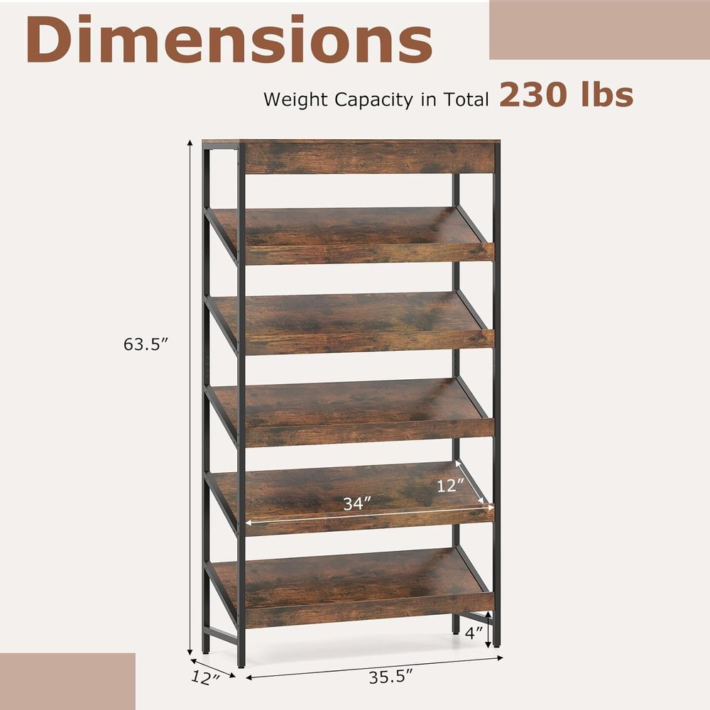 6-Tier Tall Standing Bookcase  - مراجعة Home Office Industrial Style وسعره