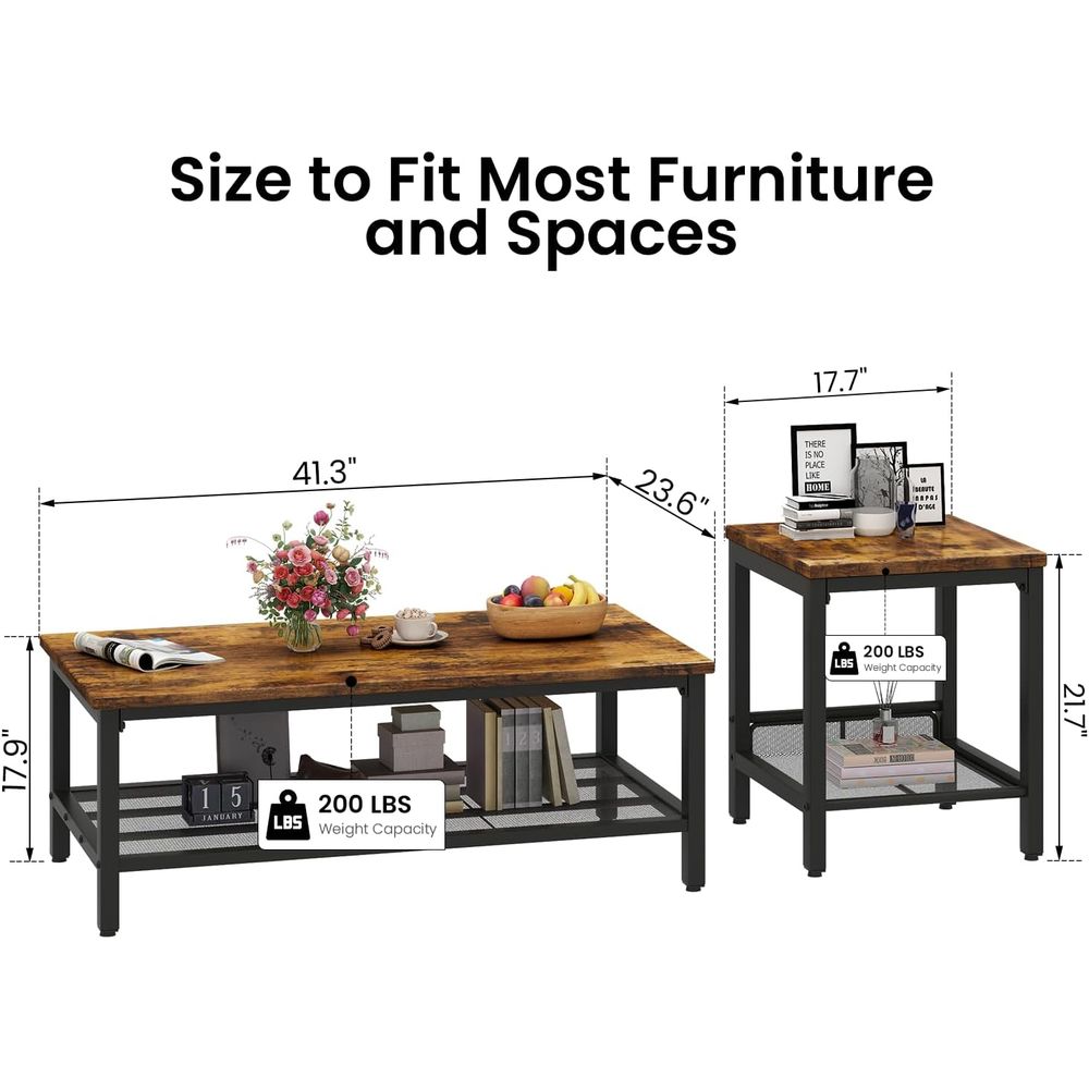 Vintage 3-Piece Wood Coffee Ta - مراجعة Home Office Industrial Style وسعره