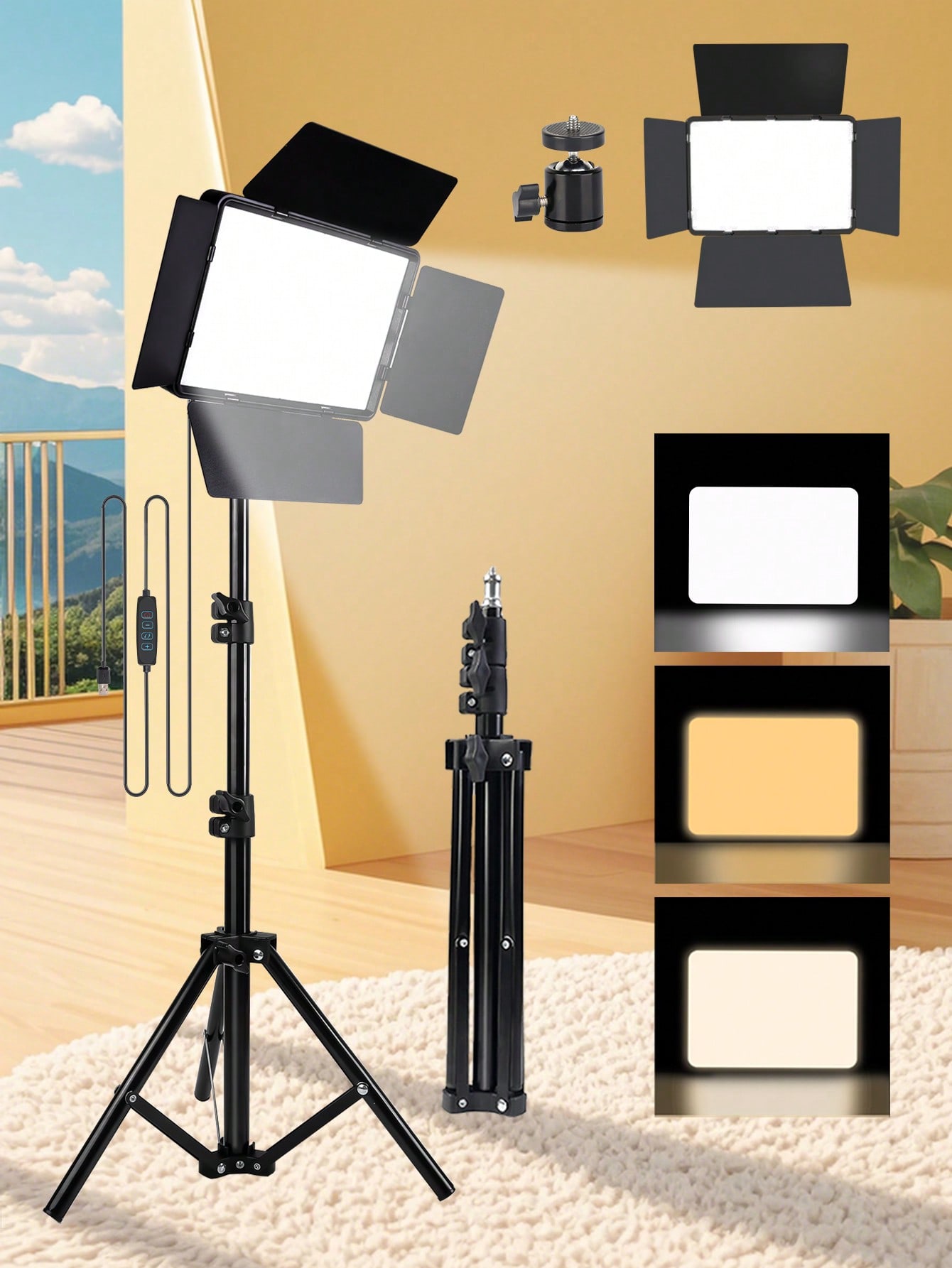 10 Inch Square 3-Color LED Fil - مراجعة Zoom Lighting Kit وسعره