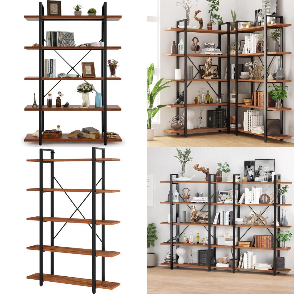 Rustic 6-Foot Tall 5-Tier Wide - مراجعة Home Office Industrial Style وسعره