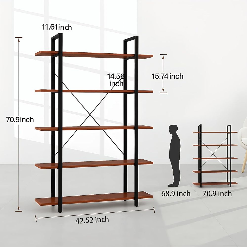 Rustic 6-Foot Tall 5-Tier Wide - مراجعة Home Office Industrial Style وسعره