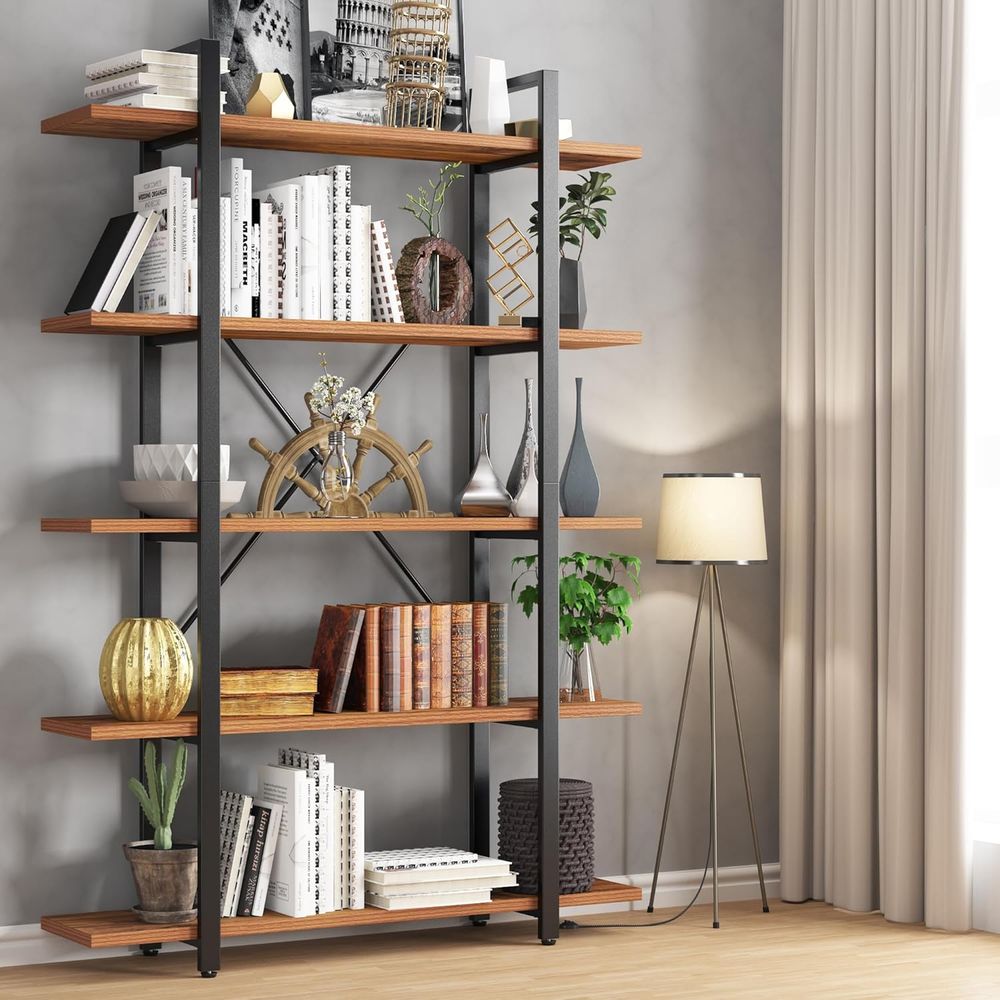 Rustic 6-Foot Tall 5-Tier Wide - مراجعة Home Office Industrial Style وسعره
