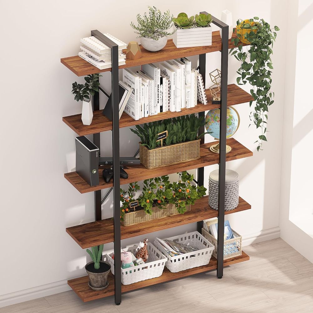 Rustic 6-Foot Tall 5-Tier Wide - مراجعة Home Office Industrial Style وسعره