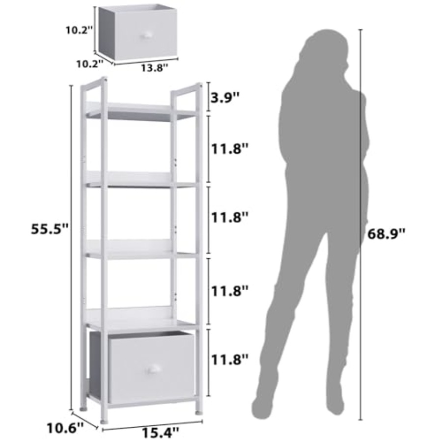 Bookshelf with Drawer, Tall Na - مراجعة Bookcase Wood Shelf وسعره