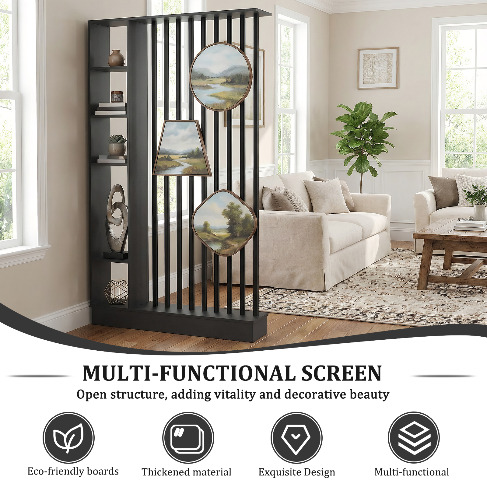 Wooden Slats Separation Entran - مراجعة Home Office Industrial Style وسعره