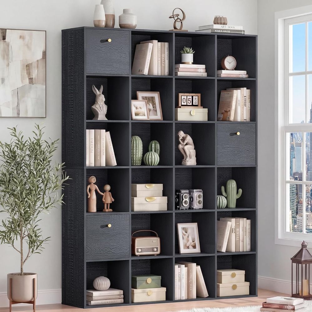 24-Tier Open Shelf Bookcase wi - مراجعة Bookcase Wood Shelf وسعره