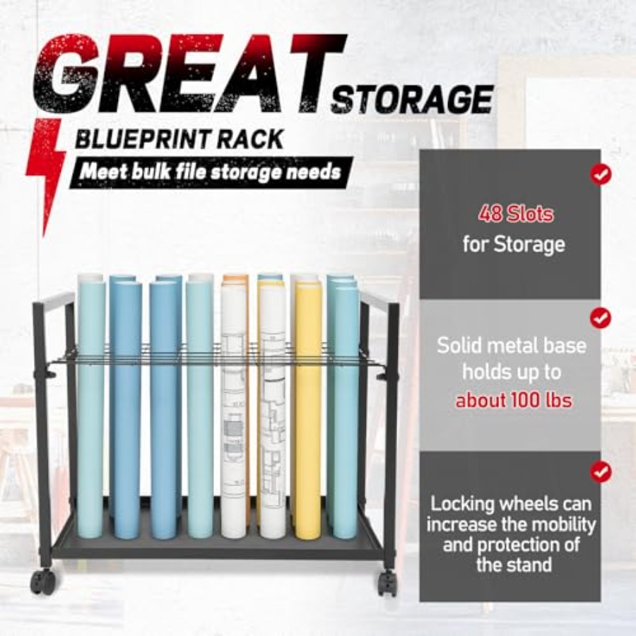 Blueprint Storage Rack 48 Slot - مراجعة Home Office Architecture وسعره