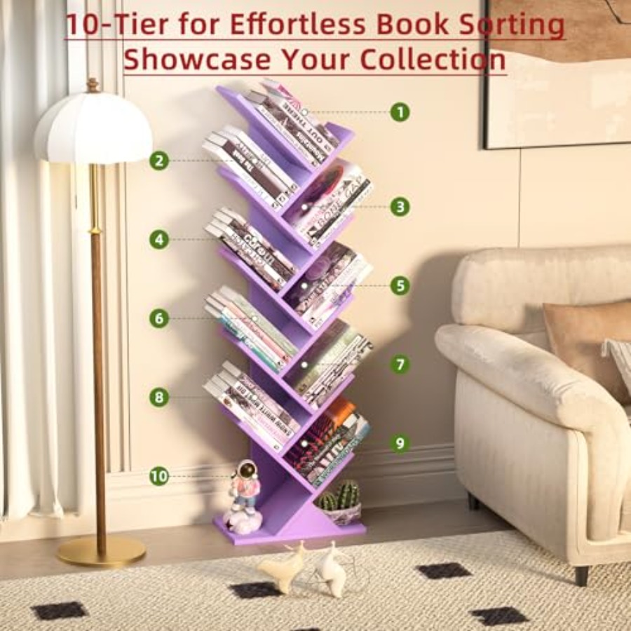 Tree Book Shelf, Floor Standin - مراجعة Bookcase Wood Shelf وسعره