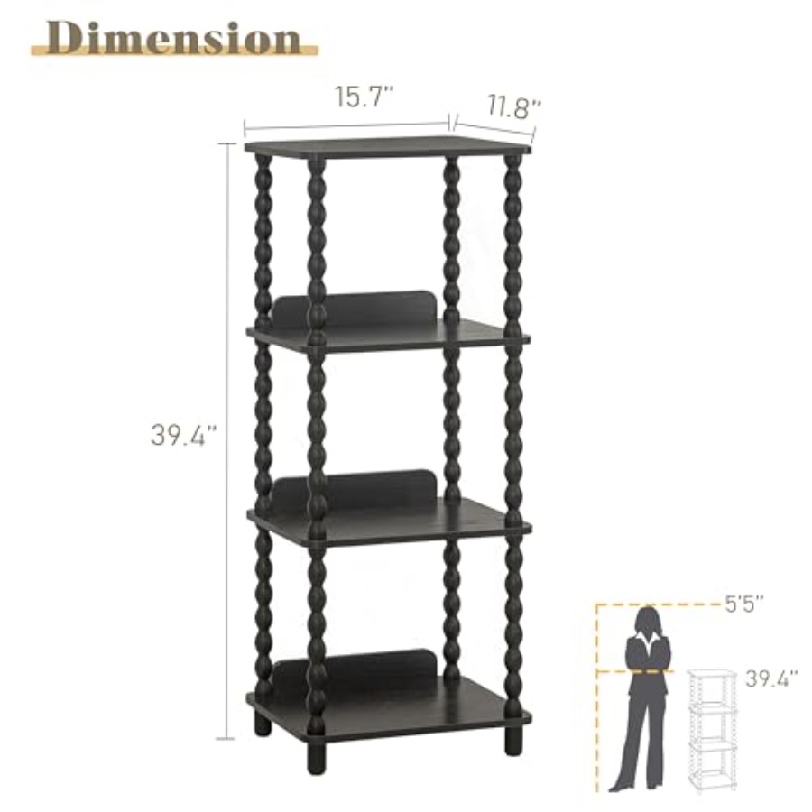 Book Shelf, 4-Tier Bookshelf w - مراجعة Bookcase Wood Shelf وسعره