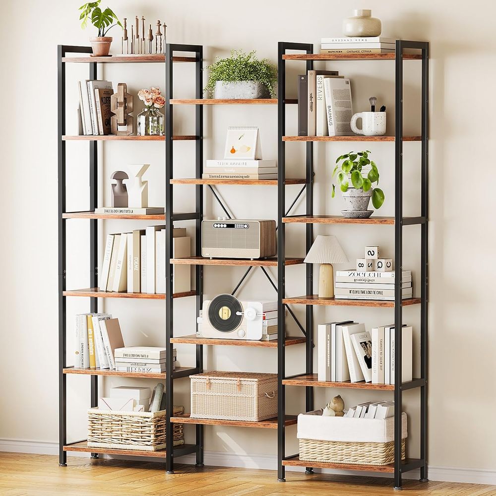 Large 6 Tier Industrial Booksh - مراجعة Home Office Industrial Style وسعره