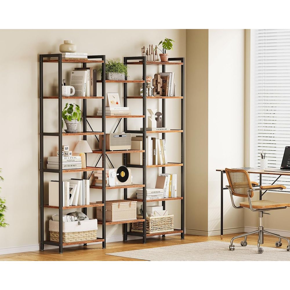 Large 6 Tier Industrial Booksh - مراجعة Home Office Industrial Style وسعره