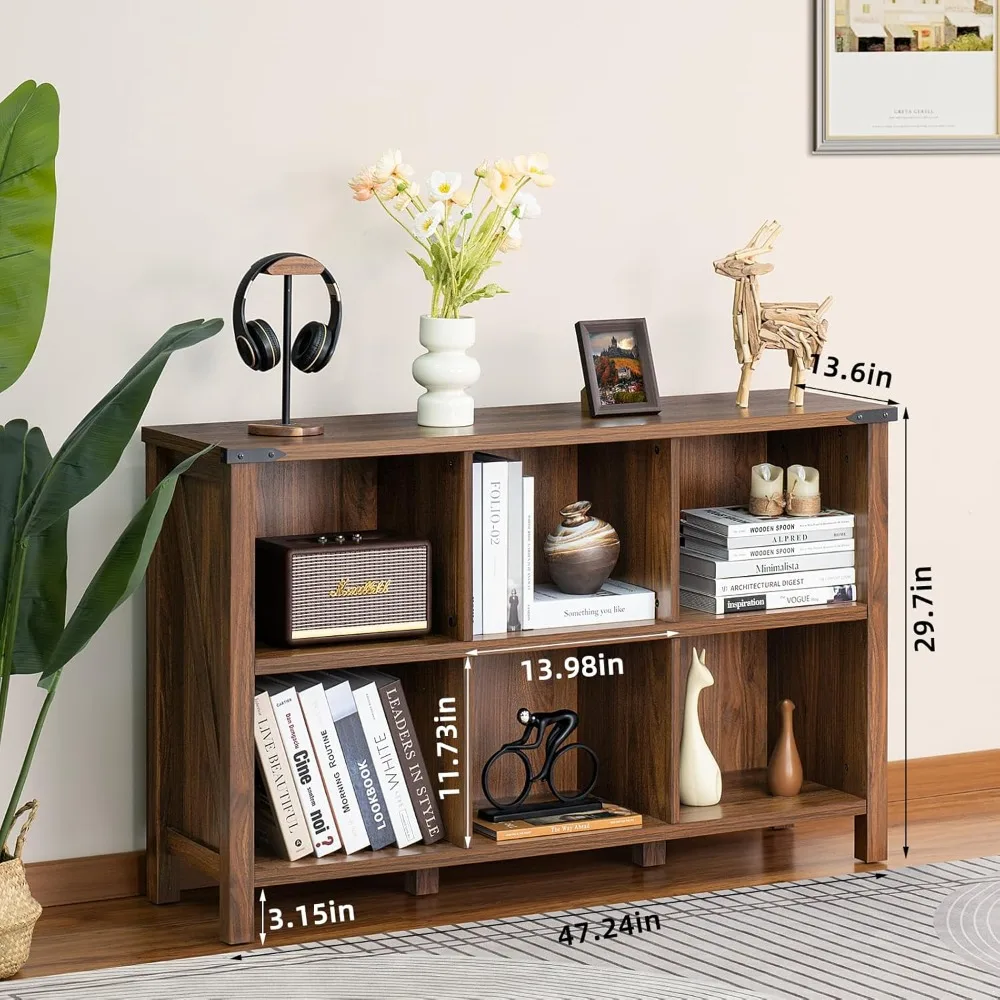 Farmhouse 6 Cube Book Shelf, W - مراجعة Bookcase Wood Shelf وسعره