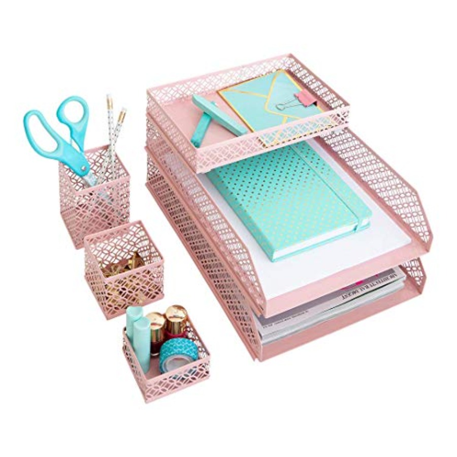 Desk Organizer Set for Women 6 - مراجعة Letter Tray Desk وسعره
