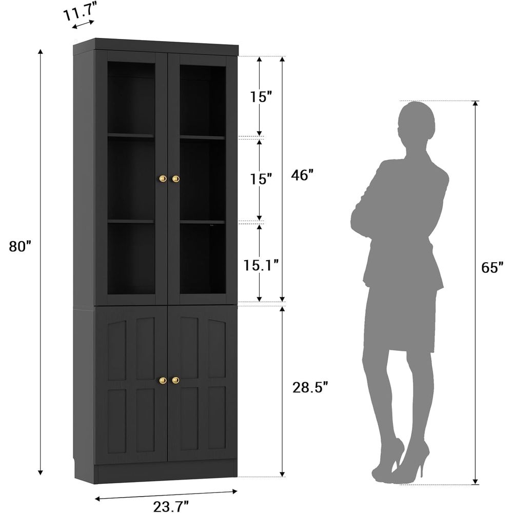80 Tall Glass Door Bookcase wi - مراجعة Bookcase Wood Shelf وسعره