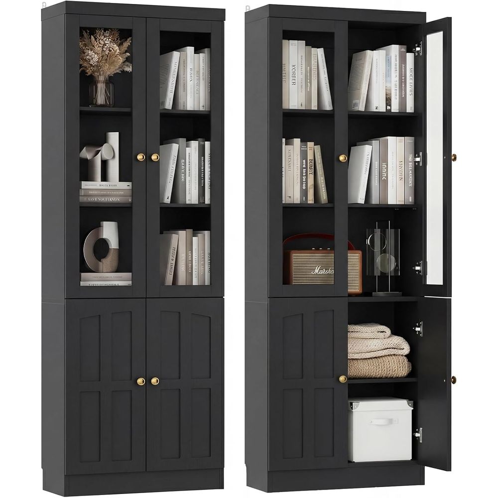 80 Tall Glass Door Bookcase wi - مراجعة Bookcase Wood Shelf وسعره