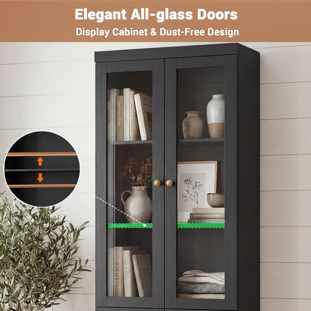 80 Tall Glass Door Bookcase wi - مراجعة Bookcase Wood Shelf وسعره