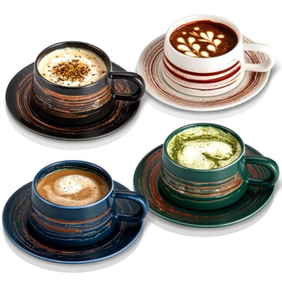 4-Piece Ceramic Latte Cups wit - مراجعة Home Office Design Ideas وسعره
