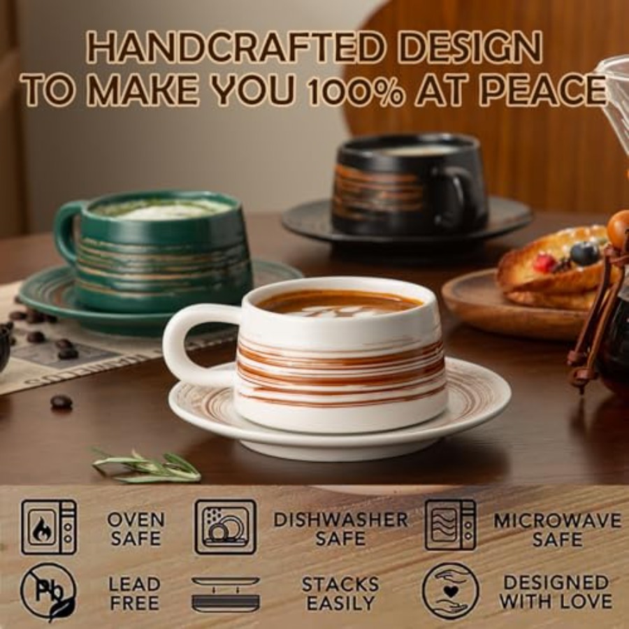 4-Piece Ceramic Latte Cups wit - مراجعة Home Office Design Ideas وسعره
