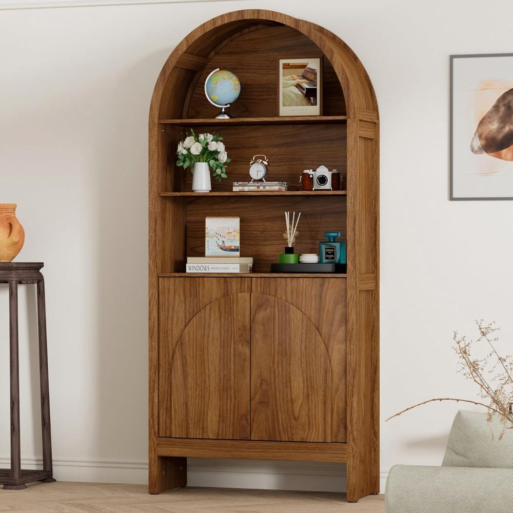 71 Arched 5-Tier Display Cabin - مراجعة Bookcase Wood Shelf وسعره