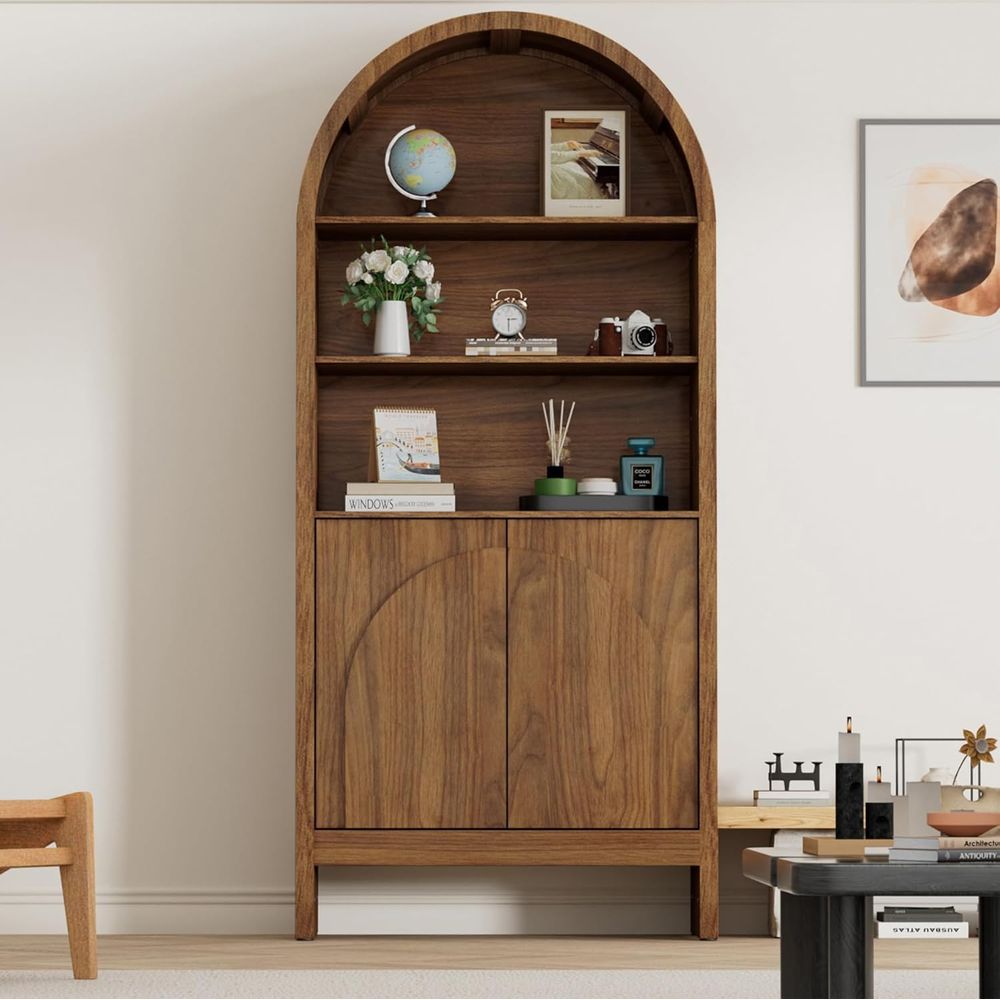 71 Arched 5-Tier Display Cabin - مراجعة Bookcase Wood Shelf وسعره
