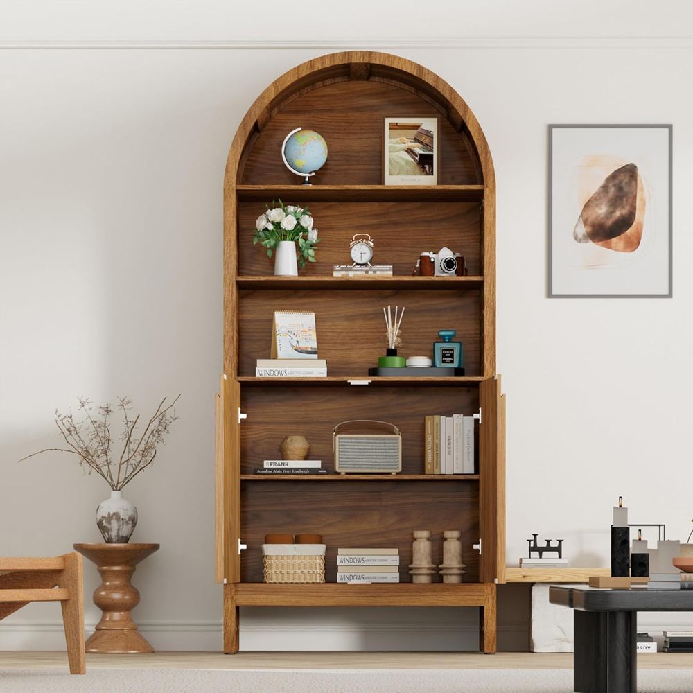 71 Arched 5-Tier Display Cabin - مراجعة Bookcase Wood Shelf وسعره