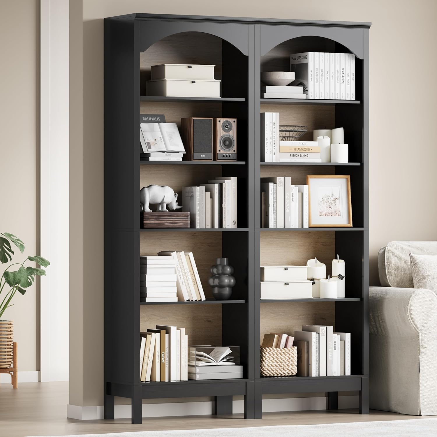 Arched Bookshelf with 5 Tier O - مراجعة Bookcase Wood Shelf وسعره