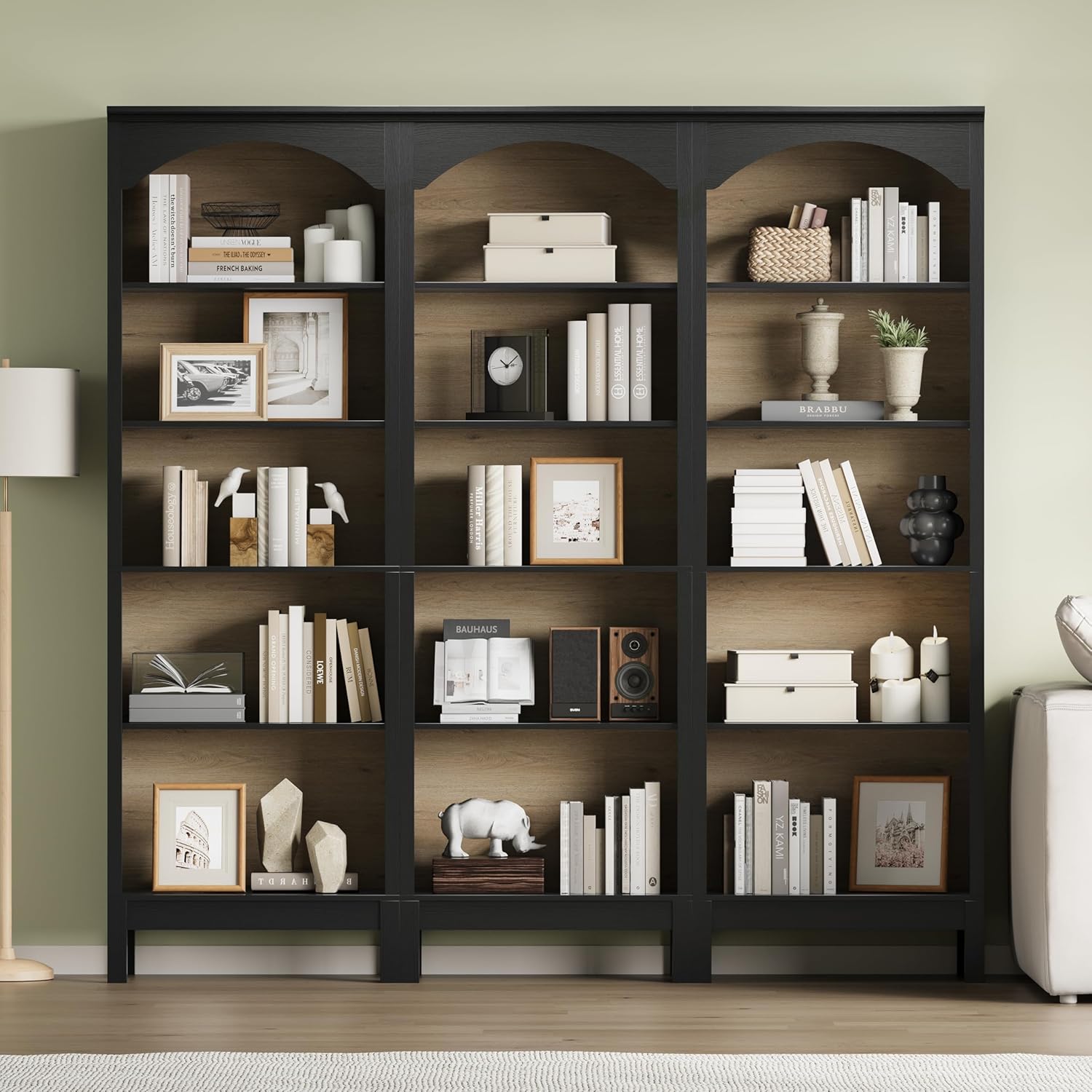 Arched Bookshelf with 5 Tier O - مراجعة Bookcase Wood Shelf وسعره