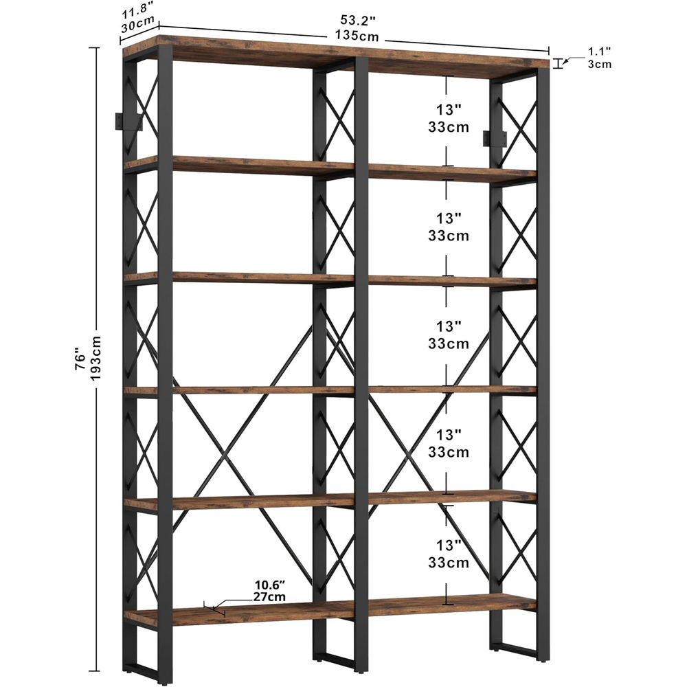 6-Tier 76 High Open Large Book - مراجعة Home Office Industrial Style وسعره