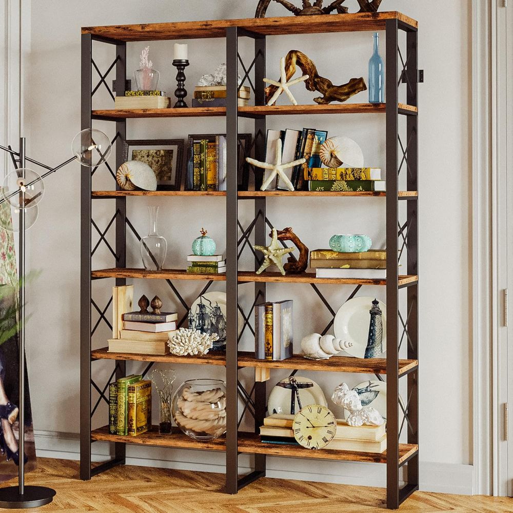 6-Tier 76 High Open Large Book - مراجعة Home Office Industrial Style وسعره