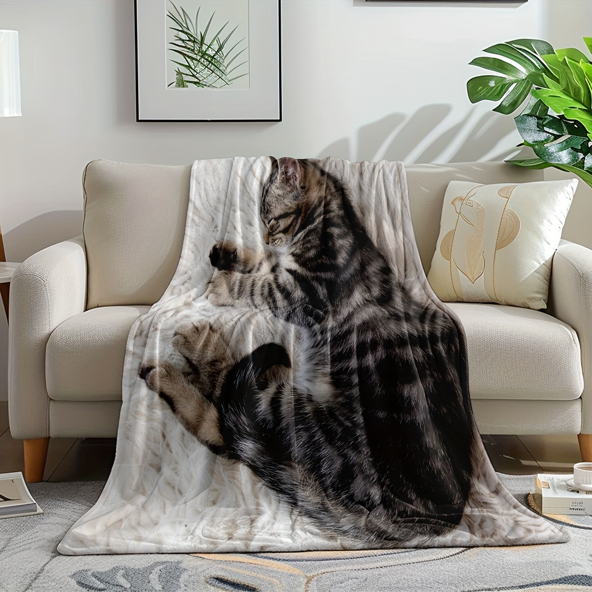 Sleeping Cat Flannel Blanket,  - مراجعة Home Office Design Ideas وسعره
