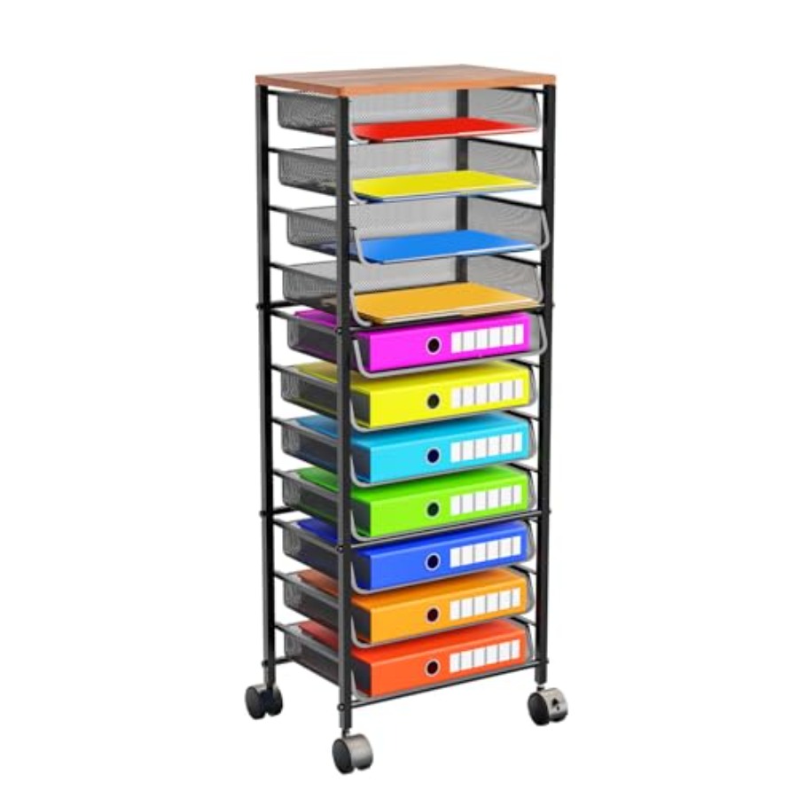 12 Tier Rolling File Cart, Woo - مراجعة Letter Tray Desk وسعره