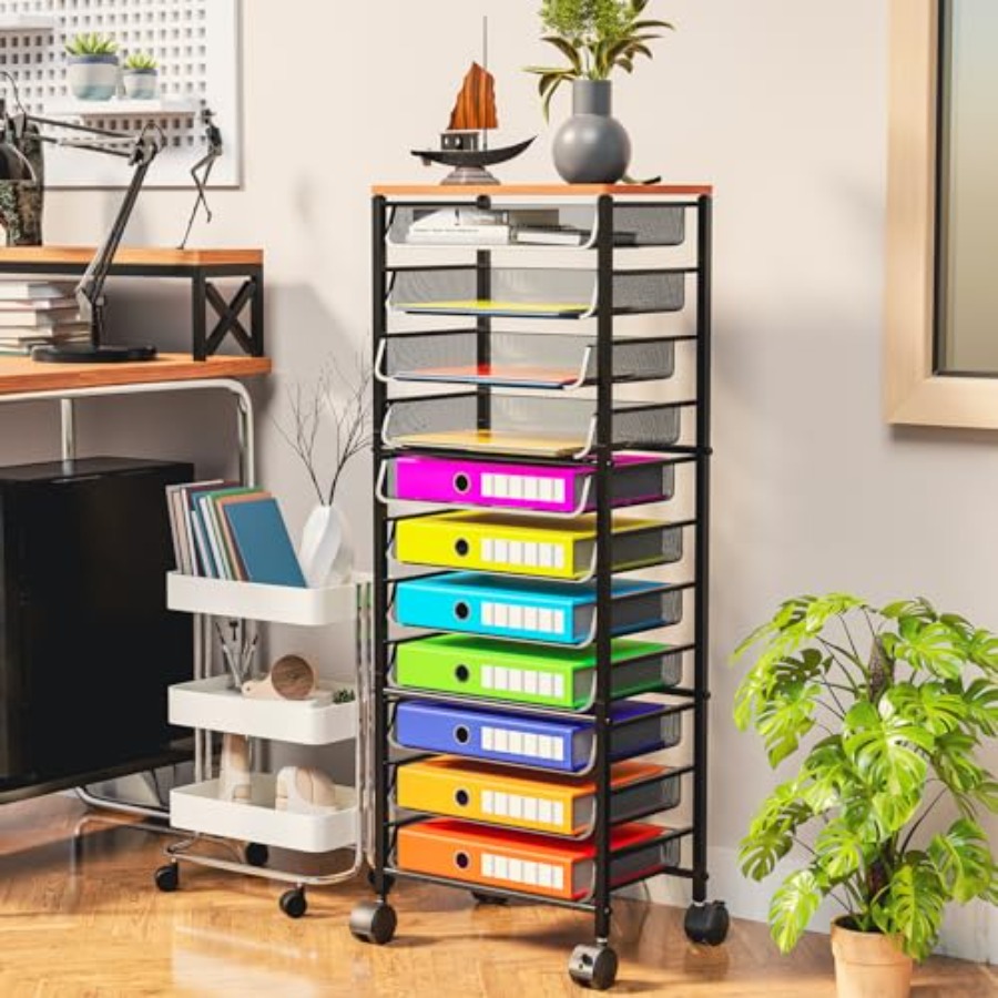 12 Tier Rolling File Cart, Woo - مراجعة Letter Tray Desk وسعره