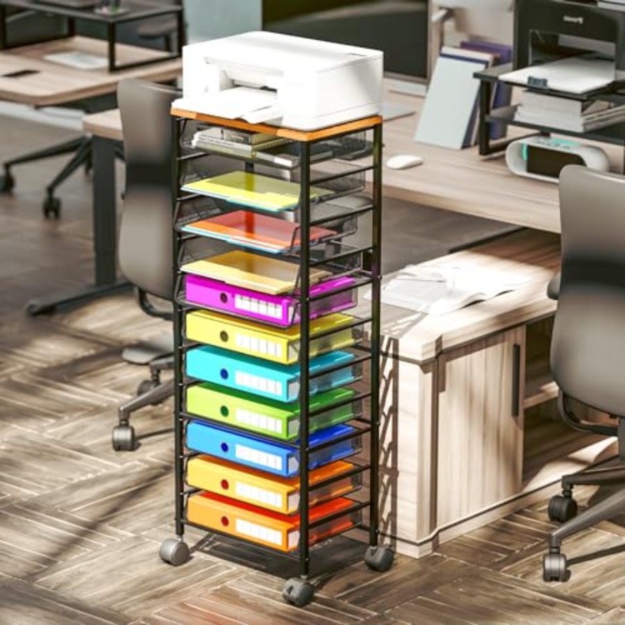 12 Tier Rolling File Cart, Woo - مراجعة Letter Tray Desk وسعره