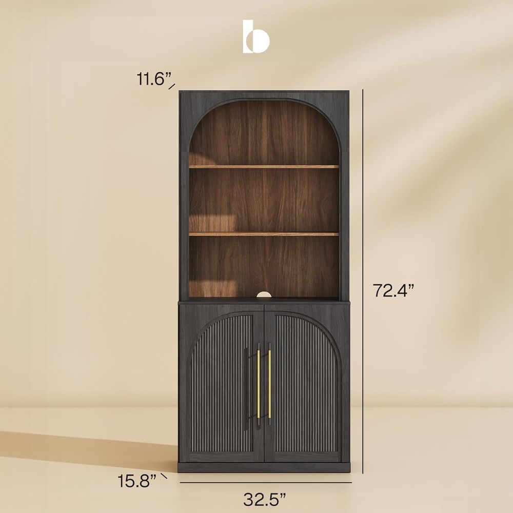 Elegant Tall Storage Cabinet w - مراجعة Bookcase Wood Shelf وسعره
