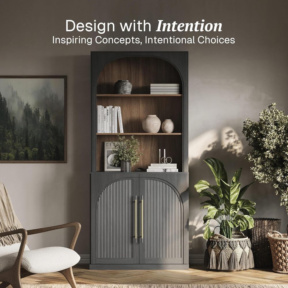 Elegant Tall Storage Cabinet w - مراجعة Bookcase Wood Shelf وسعره