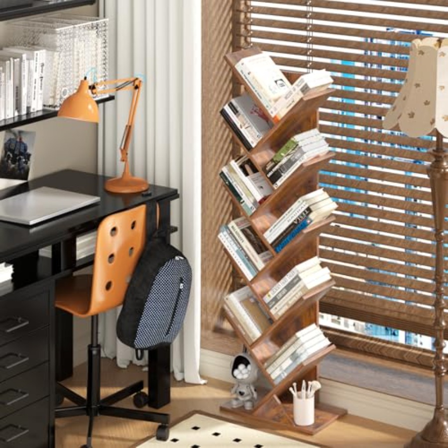 Tree Book Shelf, Floor Standin - مراجعة Bookcase Wood Shelf وسعره