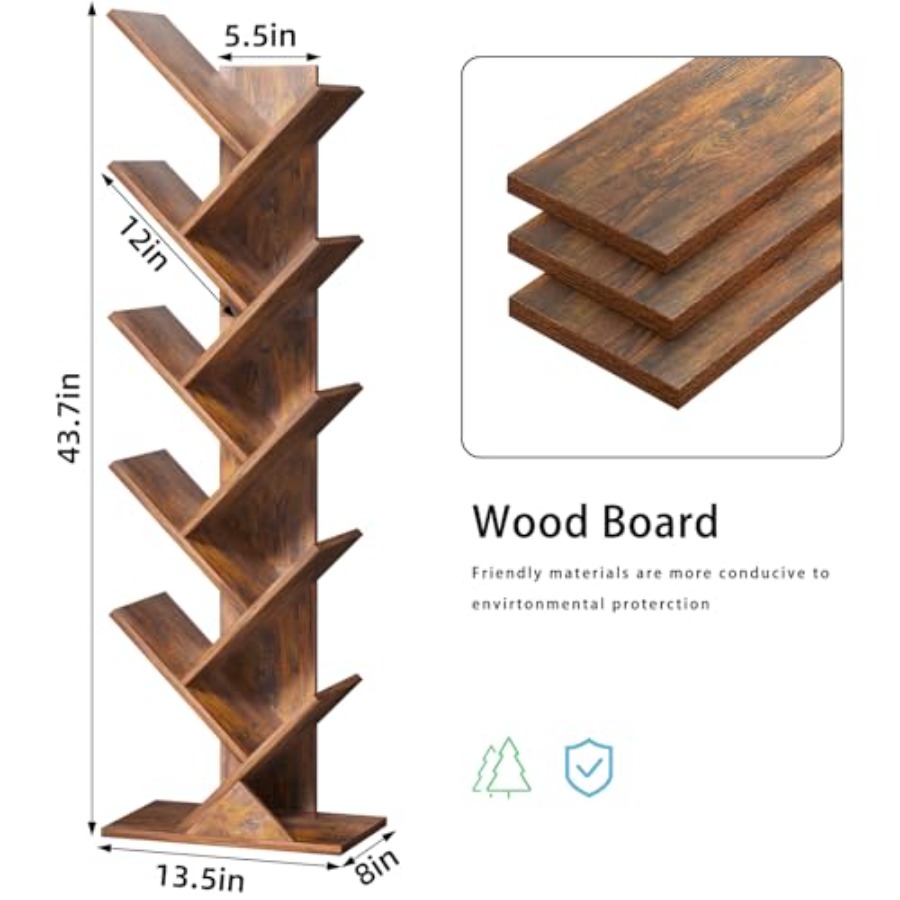 Tree Book Shelf, Floor Standin - مراجعة Bookcase Wood Shelf وسعره