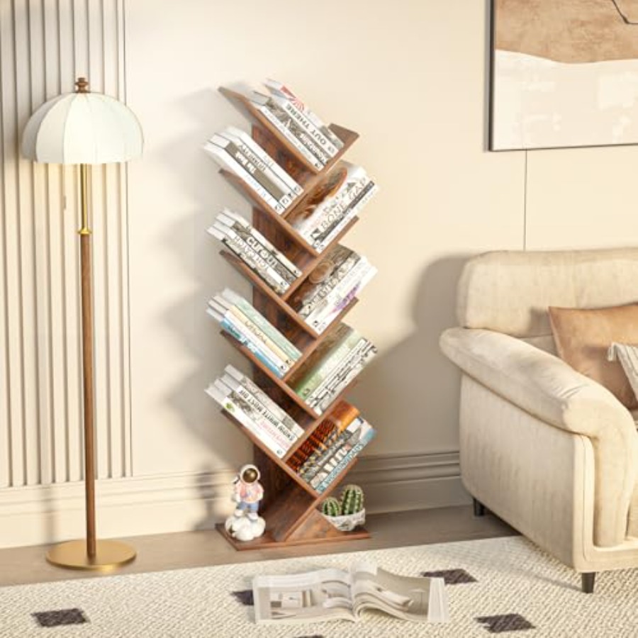 Tree Book Shelf, Floor Standin - مراجعة Bookcase Wood Shelf وسعره